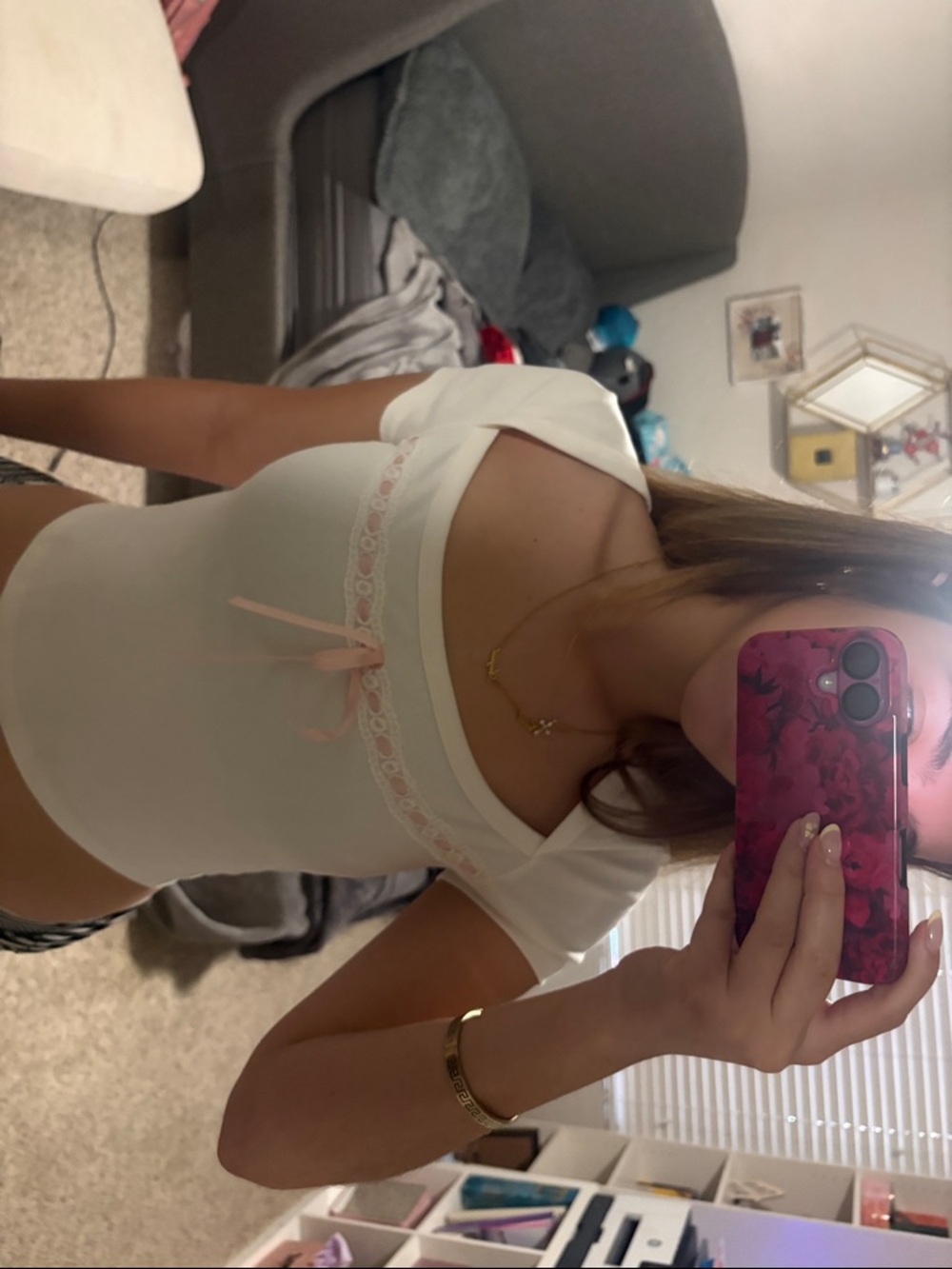 PacSun White Lace-Trim Crop Top